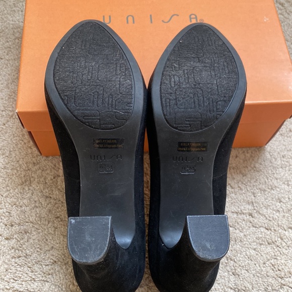 Unisa Black Faux Suede Thin Block Heels, 9.5 - Picture 5 of 8